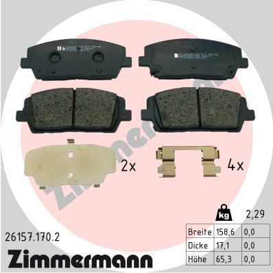 Obrázok Sada brzdových platničiek kotúčovej brzdy ZIMMERMANN  261571702