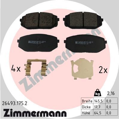 Obrázok Sada brzdových platničiek kotúčovej brzdy ZIMMERMANN  264931752