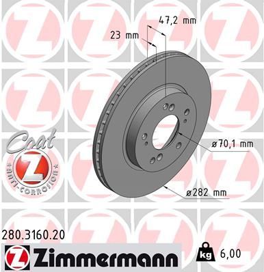 Obrázok Brzdový kotúč ZIMMERMANN COAT Z 280316020