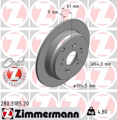 Obrázok Brzdový kotúč ZIMMERMANN COAT Z 280318520