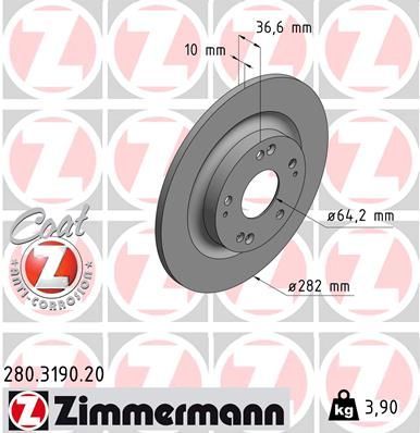 Obrázok Brzdový kotúč ZIMMERMANN COAT Z 280319020