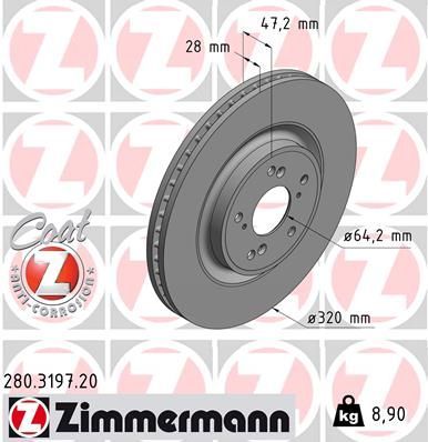 Obrázok Brzdový kotúč ZIMMERMANN COAT Z 280319720