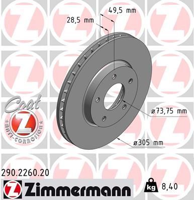 Obrázok Brzdový kotúč ZIMMERMANN COAT Z 290226020