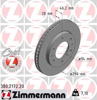 Obrázok Brzdový kotúč ZIMMERMANN COAT Z 380217220