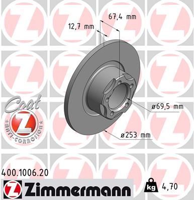 Obrázok Brzdový kotúč ZIMMERMANN COAT Z 400100620