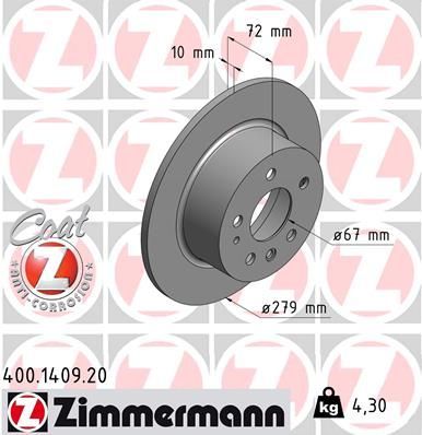 Obrázok Brzdový kotúč ZIMMERMANN COAT Z 400140920
