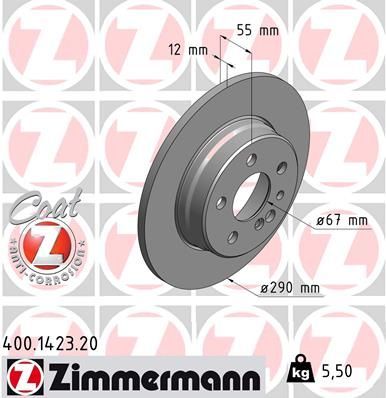 Obrázok Brzdový kotúč ZIMMERMANN COAT Z 400142320