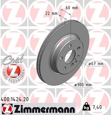 Obrázok Brzdový kotúč ZIMMERMANN COAT Z 400142420