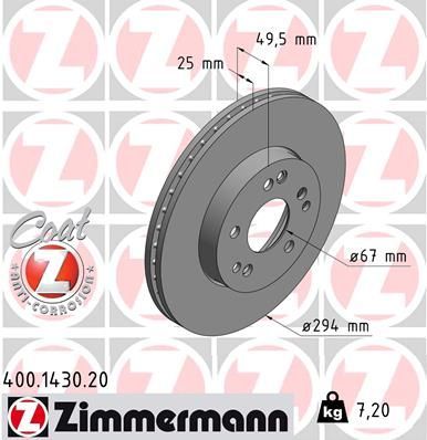 Obrázok Brzdový kotúč ZIMMERMANN COAT Z 400143020