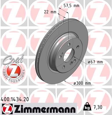 Obrázok Brzdový kotúč ZIMMERMANN COAT Z 400143420