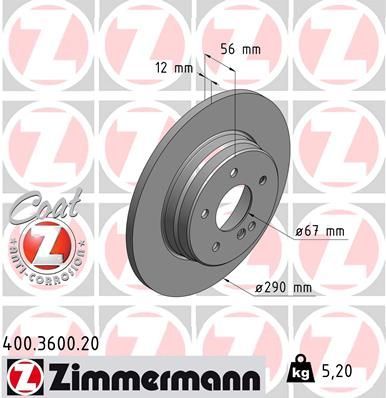 Obrázok Brzdový kotúč ZIMMERMANN COAT Z 400360020