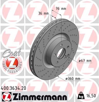 Obrázok Brzdový kotúč ZIMMERMANN COAT Z 400363420
