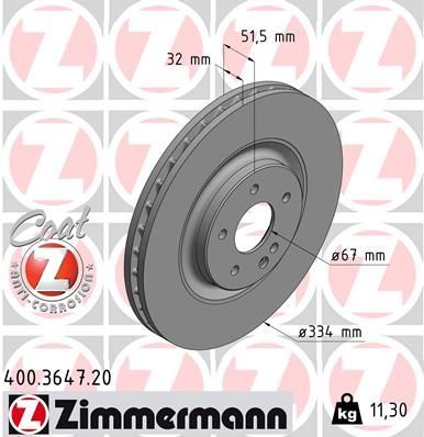 Obrázok Brzdový kotúč ZIMMERMANN COAT Z 400364720