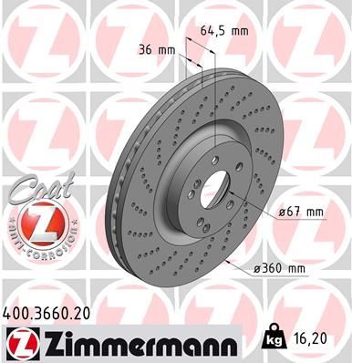 Obrázok Brzdový kotúč ZIMMERMANN COAT Z 400366020