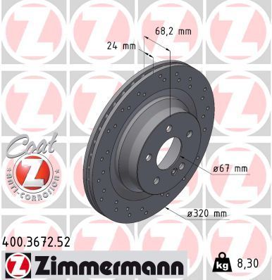 Obrázok Brzdový kotúč ZIMMERMANN SPORT COAT Z 400367252