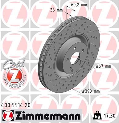 Obrázok Brzdový kotúč ZIMMERMANN COAT Z 400551420