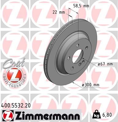 Obrázok Brzdový kotúč ZIMMERMANN COAT Z 400553220