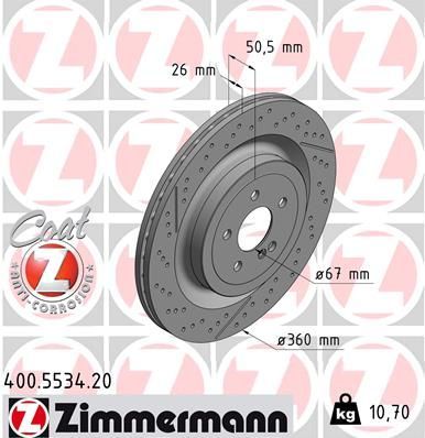 Obrázok Brzdový kotúč ZIMMERMANN COAT Z 400553420