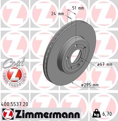 Obrázok Brzdový kotúč ZIMMERMANN COAT Z 400553720