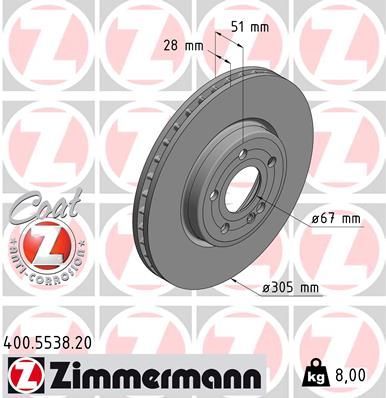 Obrázok Brzdový kotúč ZIMMERMANN COAT Z 400553820