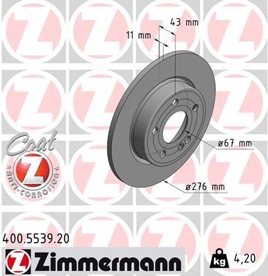 Obrázok Brzdový kotúč ZIMMERMANN COAT Z 400553920