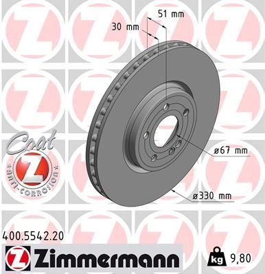 Obrázok Brzdový kotúč ZIMMERMANN COAT Z 400554220