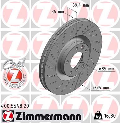 Obrázok Brzdový kotúč ZIMMERMANN COAT Z 400554820