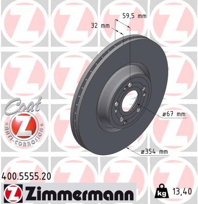 Obrázok Brzdový kotúč ZIMMERMANN COAT Z 400555520