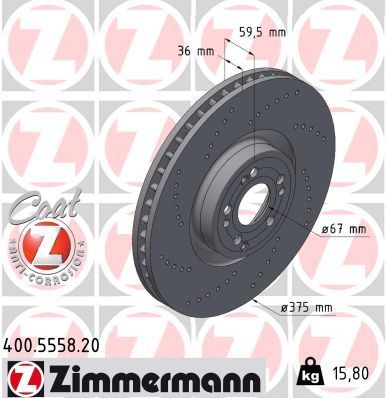 Obrázok Brzdový kotúč ZIMMERMANN COAT Z 400555820