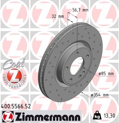 Obrázok Brzdový kotúč ZIMMERMANN SPORT COAT Z 400556652