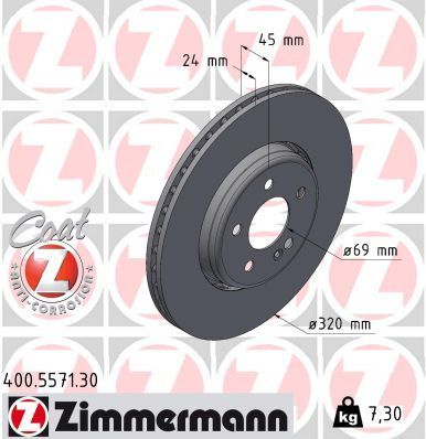 Obrázok Brzdový kotúč ZIMMERMANN FORMULA S COAT Z 400557130