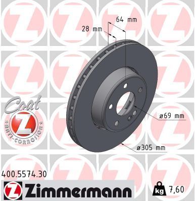 Obrázok Brzdový kotúč ZIMMERMANN FORMULA S COAT Z 400557430