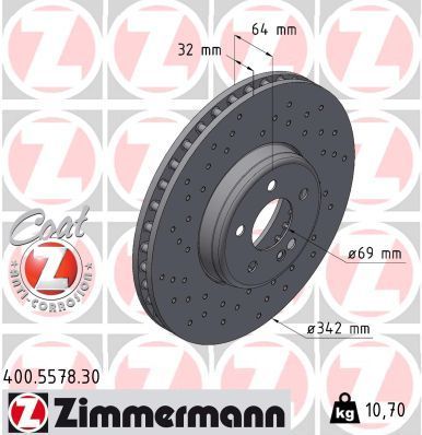 Obrázok Brzdový kotúč ZIMMERMANN FORMULA S COAT Z 400557830