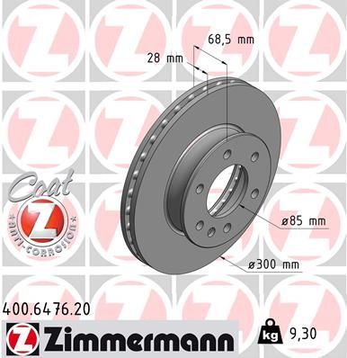 Obrázok Brzdový kotúč ZIMMERMANN COAT Z 400647620