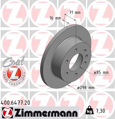 Obrázok Brzdový kotúč ZIMMERMANN COAT Z 400647720