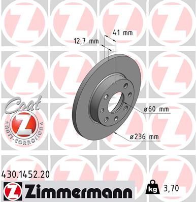 Obrázok Brzdový kotúč ZIMMERMANN COAT Z 430145220