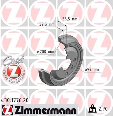 Obrázok Brzdový bubon ZIMMERMANN COAT Z 430177620