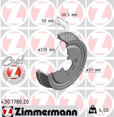 Obrázok Brzdový bubon ZIMMERMANN COAT Z 430178020