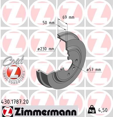 Obrázok Brzdový bubon ZIMMERMANN COAT Z 430178720