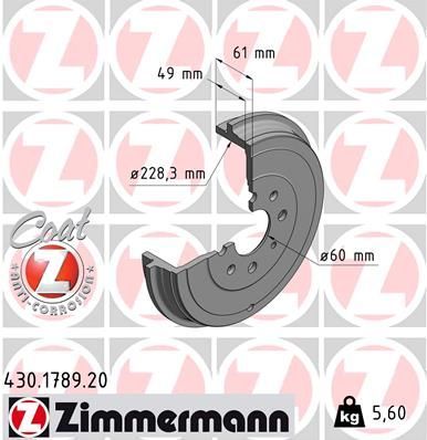 Obrázok Brzdový bubon ZIMMERMANN COAT Z 430178920