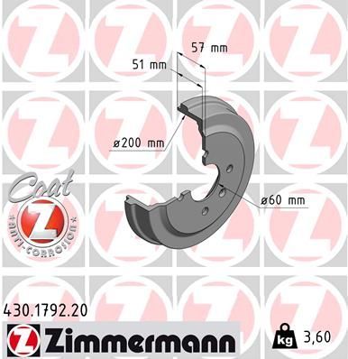 Obrázok Brzdový bubon ZIMMERMANN COAT Z 430179220