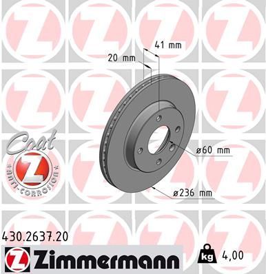 Obrázok Brzdový kotúč ZIMMERMANN COAT Z 430263720