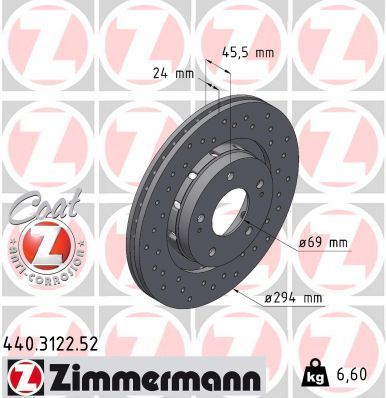 Obrázok Brzdový kotúč ZIMMERMANN SPORT COAT Z 440312252