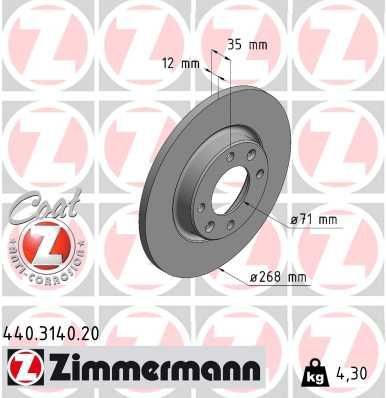 Obrázok Brzdový kotúč ZIMMERMANN COAT Z 440314020