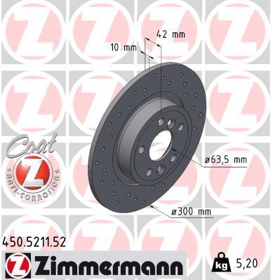 Obrázok Brzdový kotúč ZIMMERMANN SPORT COAT Z 450521152