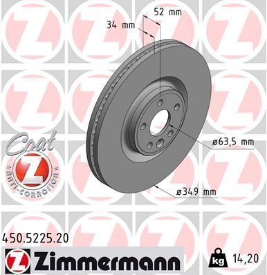 Obrázok Brzdový kotúč ZIMMERMANN COAT Z 450522520