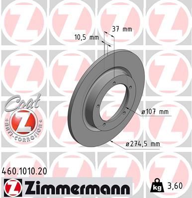 Obrázok Brzdový kotúč ZIMMERMANN COAT Z 460101020