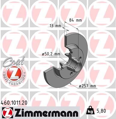 Obrázok Brzdový kotúč ZIMMERMANN COAT Z 460101120
