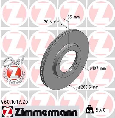 Obrázok Brzdový kotúč ZIMMERMANN COAT Z 460101720