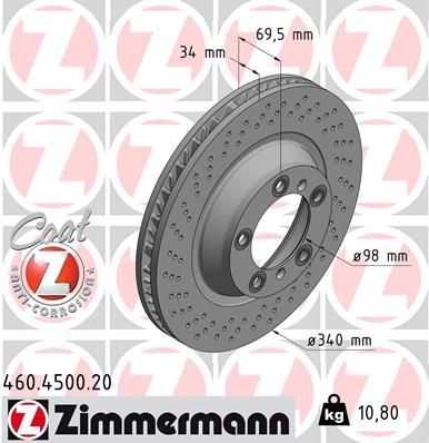 Obrázok Brzdový kotúč ZIMMERMANN COAT Z 460450120